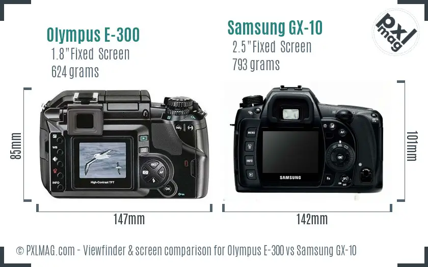 Olympus E-300 vs Samsung GX-10 Screen and Viewfinder comparison