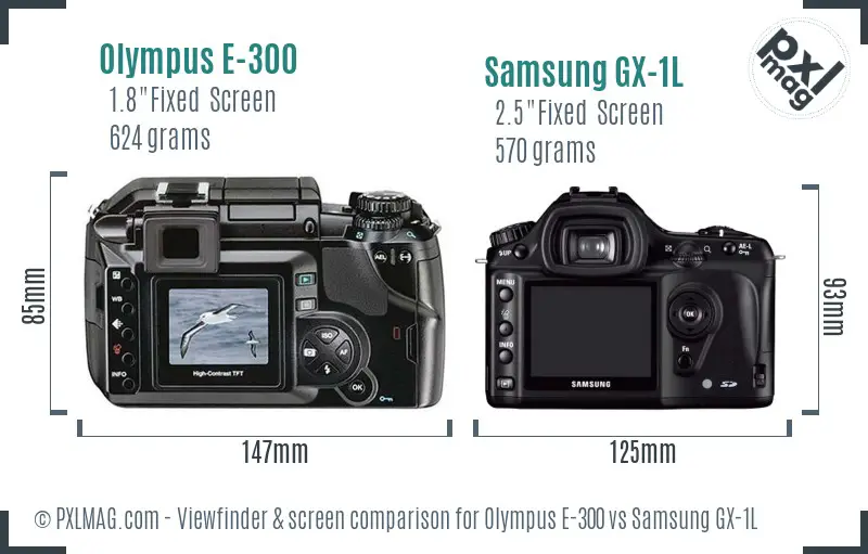 Olympus E-300 vs Samsung GX-1L Screen and Viewfinder comparison