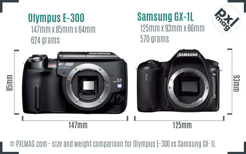 Olympus E-300 vs Samsung GX-1L size comparison