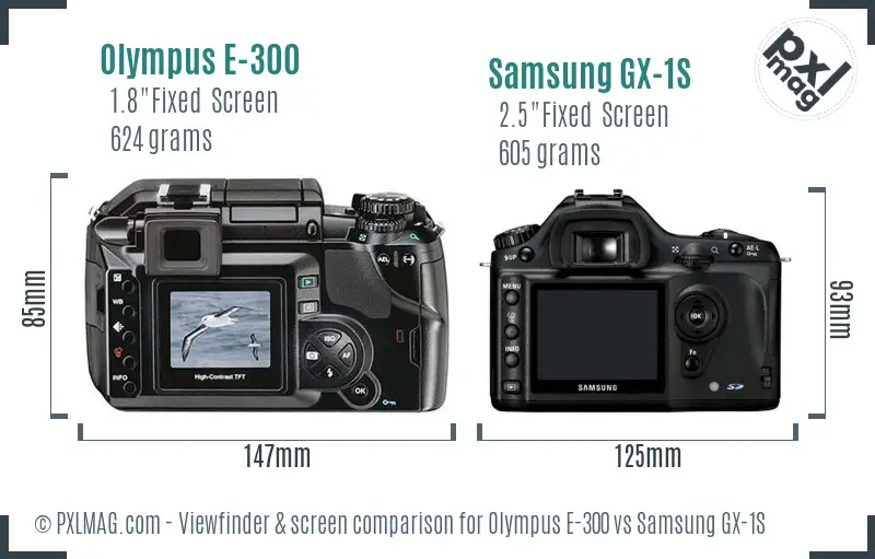 Olympus E-300 vs Samsung GX-1S Screen and Viewfinder comparison