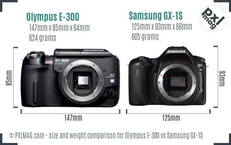 Olympus E-300 vs Samsung GX-1S size comparison