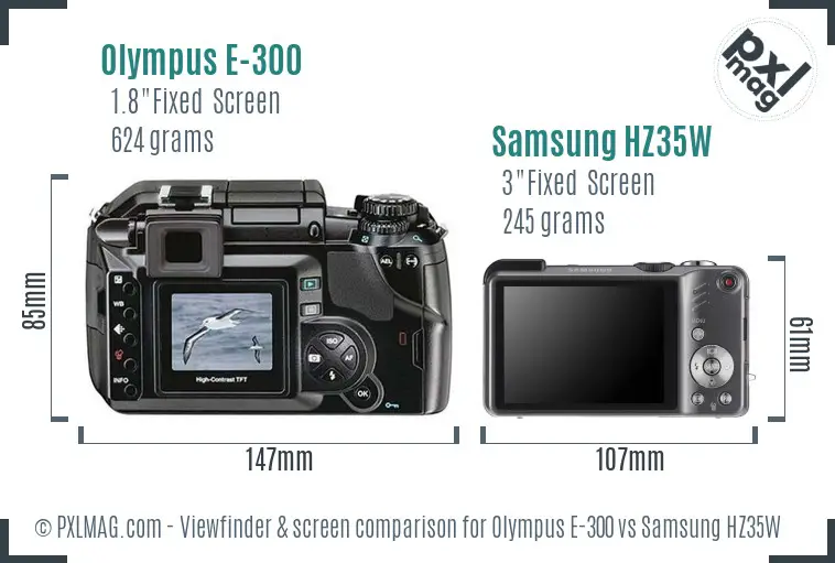 Olympus E-300 vs Samsung HZ35W Screen and Viewfinder comparison