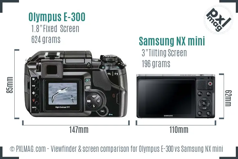 Olympus E-300 vs Samsung NX mini Screen and Viewfinder comparison