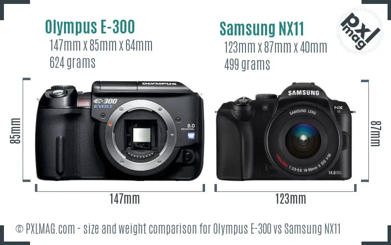 Olympus E-300 vs Samsung NX11 size comparison