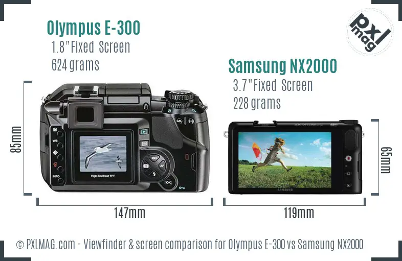 Olympus E-300 vs Samsung NX2000 Screen and Viewfinder comparison