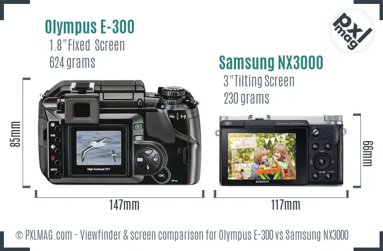 Olympus E-300 vs Samsung NX3000 Screen and Viewfinder comparison