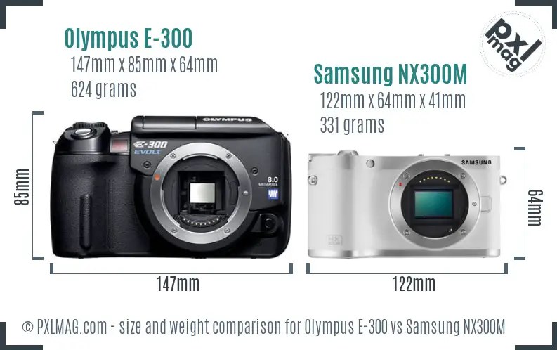 Olympus E-300 vs Samsung NX300M size comparison