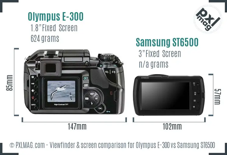 Olympus E-300 vs Samsung ST6500 Screen and Viewfinder comparison Olympus E-300 vs Samsung ST6500 Screen and Viewfinder comparison