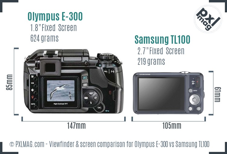 Olympus E-300 vs Samsung TL100 Screen and Viewfinder comparison