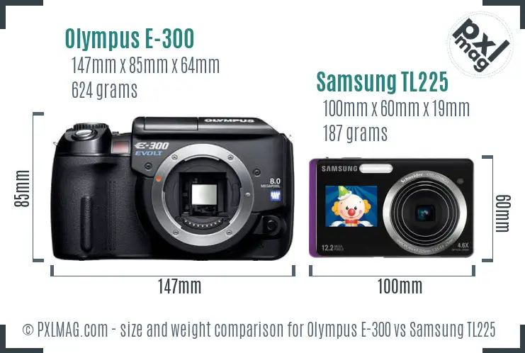 Olympus E-300 vs Samsung TL225 size comparison