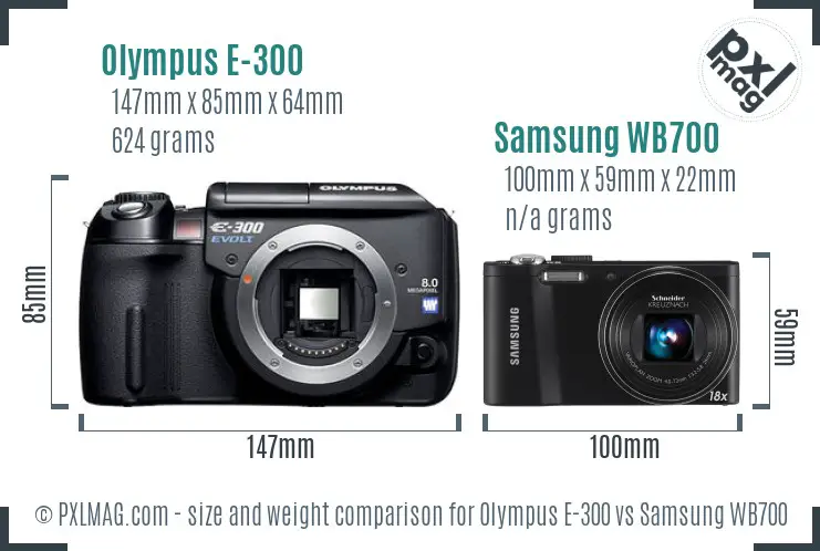 Olympus E-300 vs Samsung WB700 size comparison Olympus E-300 vs Samsung WB700 size comparison