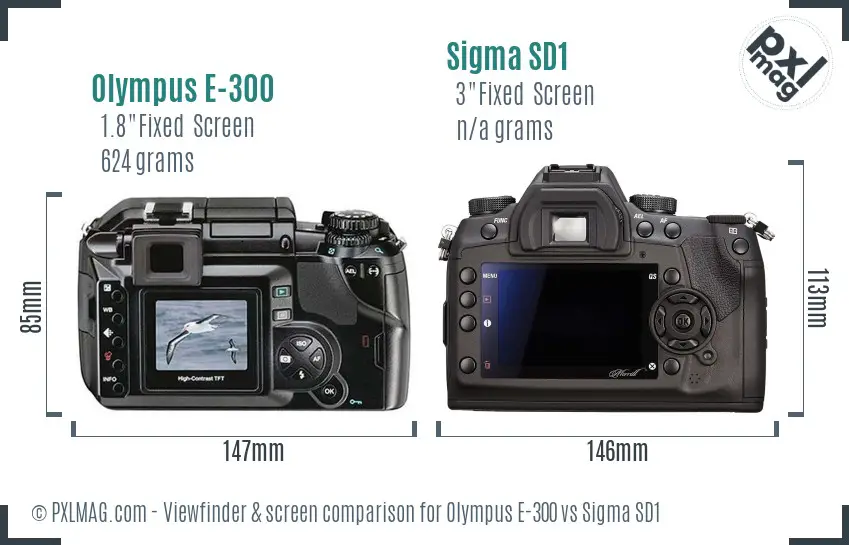 Olympus E-300 vs Sigma SD1 Screen and Viewfinder comparison
