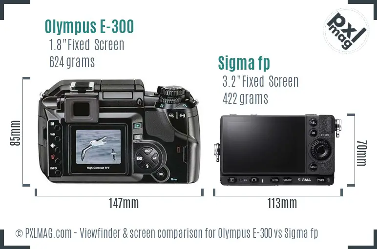 Olympus E-300 vs Sigma fp Screen and Viewfinder comparison