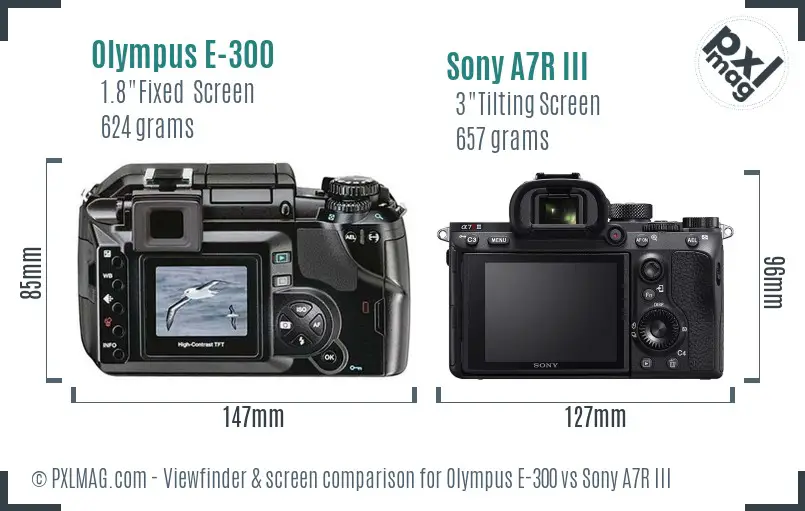 Olympus E-300 vs Sony A7R III Screen and Viewfinder comparison