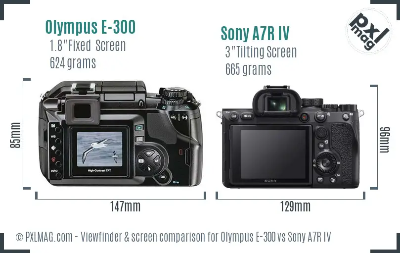 Olympus E-300 vs Sony A7R IV Screen and Viewfinder comparison