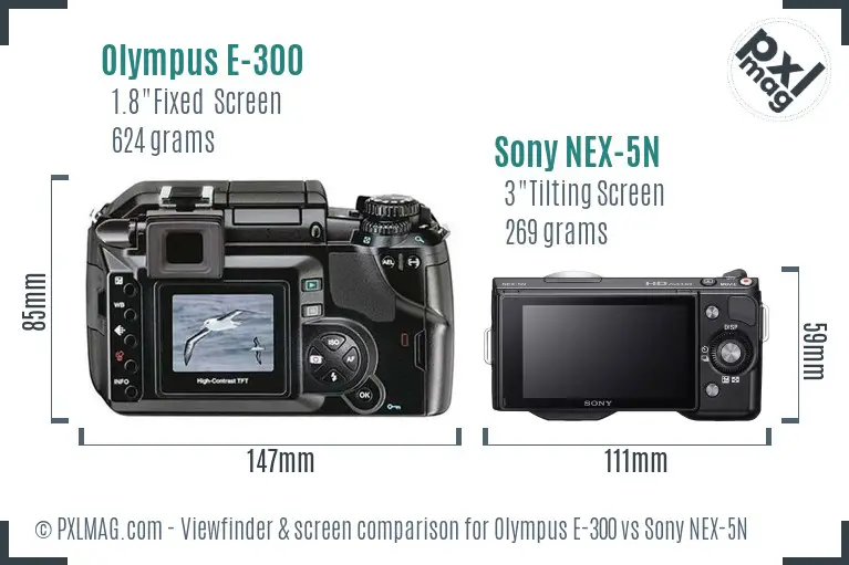 Olympus E-300 vs Sony NEX-5N Screen and Viewfinder comparison