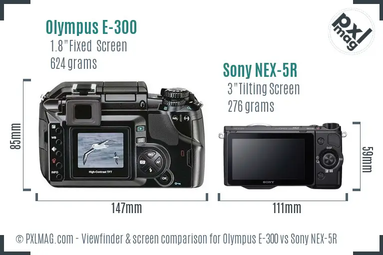 Olympus E-300 vs Sony NEX-5R Screen and Viewfinder comparison