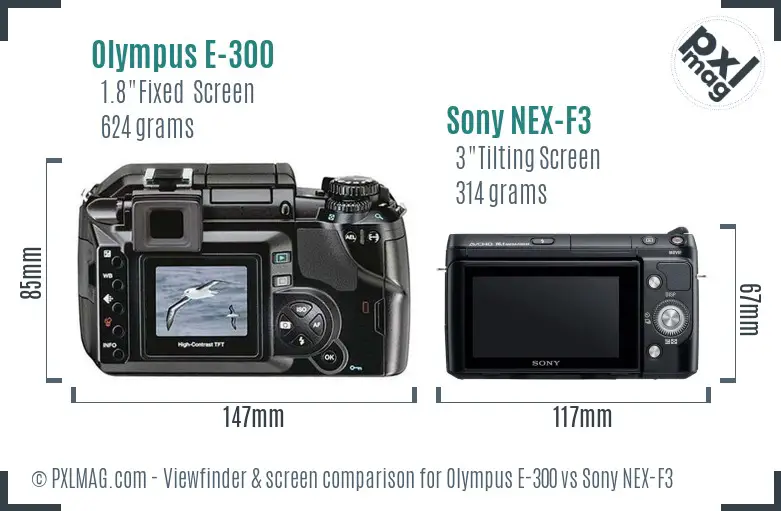 Olympus E-300 vs Sony NEX-F3 Screen and Viewfinder comparison