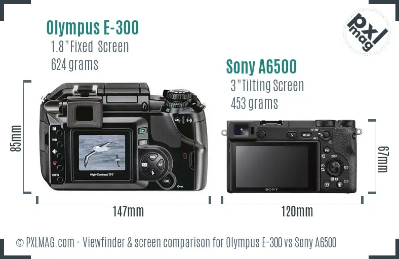 Olympus E-300 vs Sony A6500 Screen and Viewfinder comparison