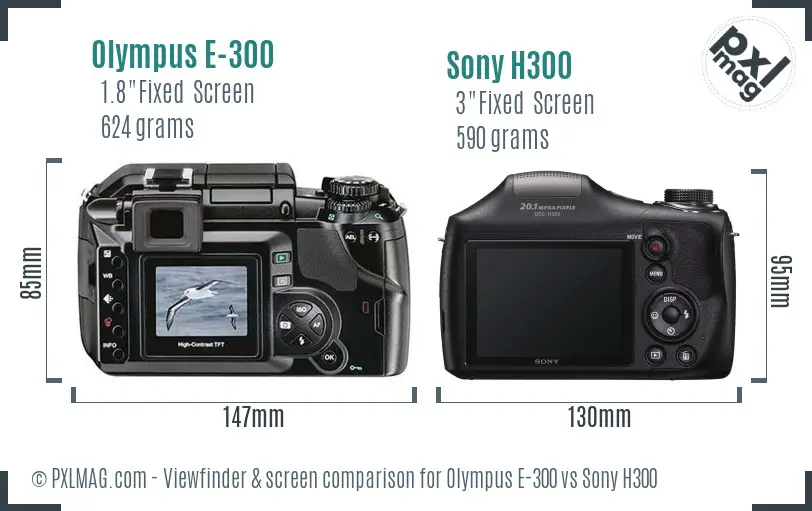 Olympus E-300 vs Sony H300 Screen and Viewfinder comparison