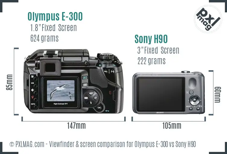 Olympus E-300 vs Sony H90 Screen and Viewfinder comparison