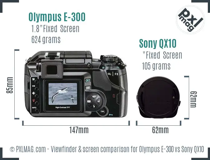 Olympus E-300 vs Sony QX10 Screen and Viewfinder comparison