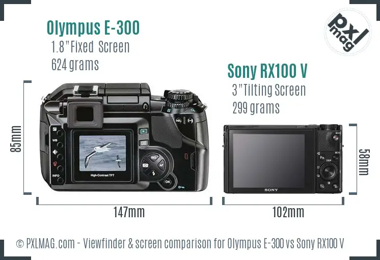 Olympus E-300 vs Sony RX100 V Screen and Viewfinder comparison