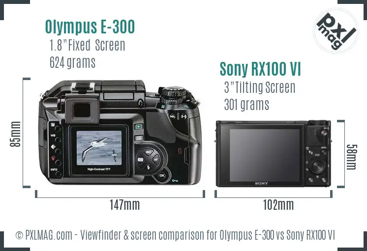 Olympus E-300 vs Sony RX100 VI Screen and Viewfinder comparison