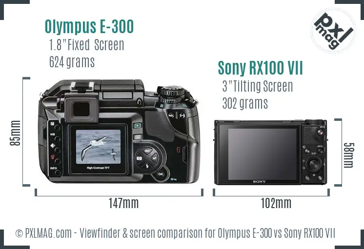 Olympus E-300 vs Sony RX100 VII Screen and Viewfinder comparison