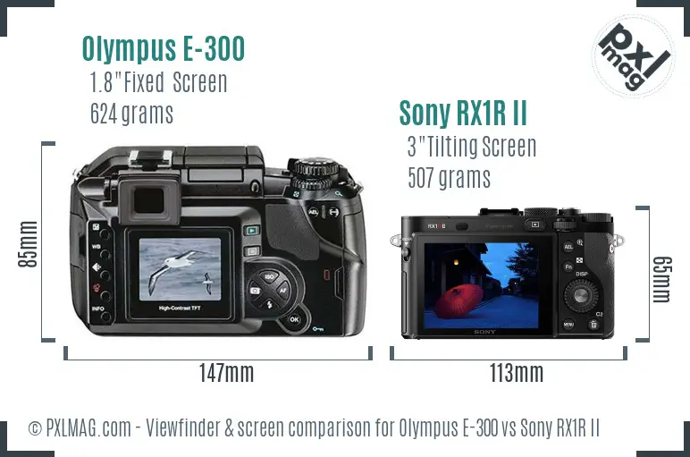 Olympus E-300 vs Sony RX1R II Screen and Viewfinder comparison