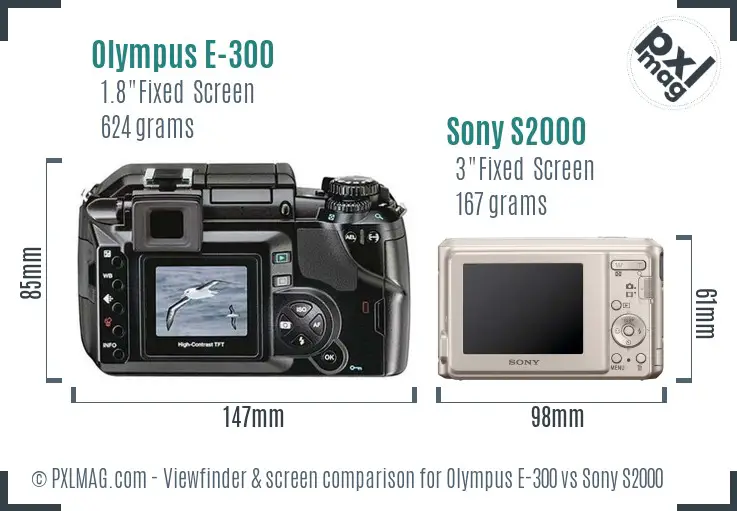 Olympus E-300 vs Sony S2000 Screen and Viewfinder comparison