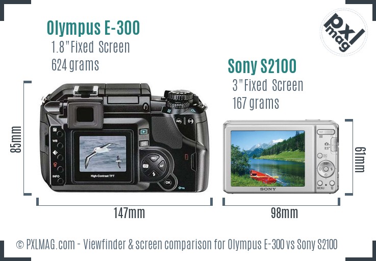 Olympus E-300 vs Sony S2100 Screen and Viewfinder comparison