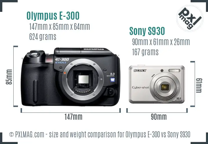 Olympus E-300 vs Sony S930 size comparison Olympus E-300 vs Sony S930 size comparison