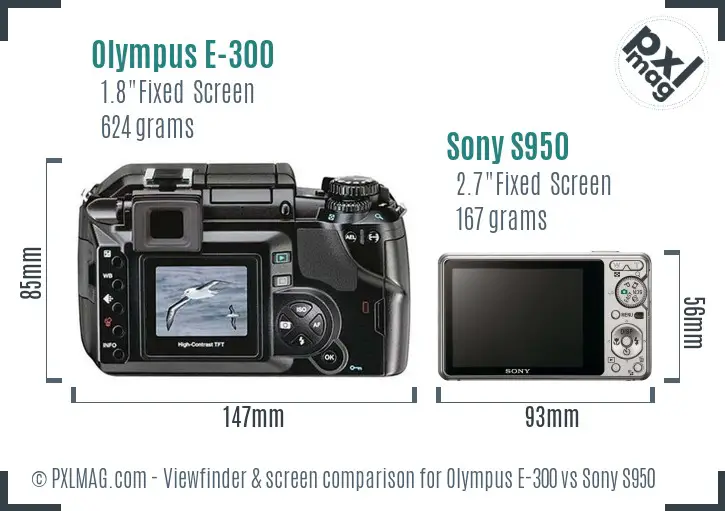 Olympus E-300 vs Sony S950 Screen and Viewfinder comparison