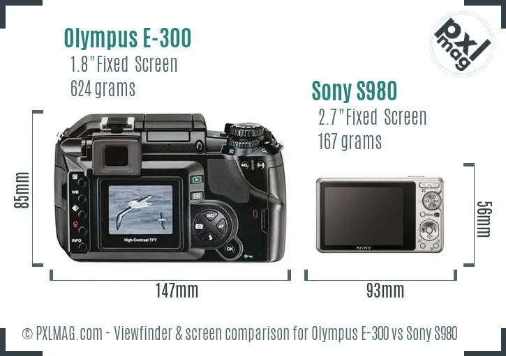 Olympus E-300 vs Sony S980 Screen and Viewfinder comparison