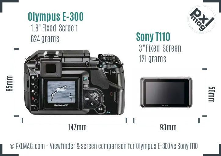 Olympus E-300 vs Sony T110 Screen and Viewfinder comparison