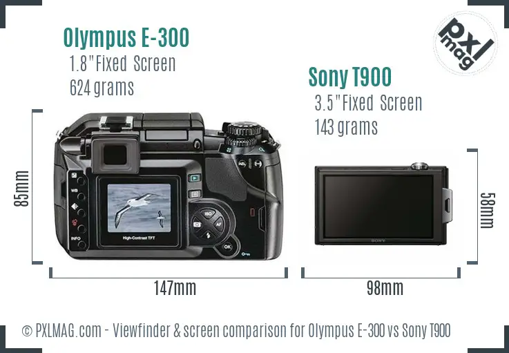 Olympus E-300 vs Sony T900 Screen and Viewfinder comparison