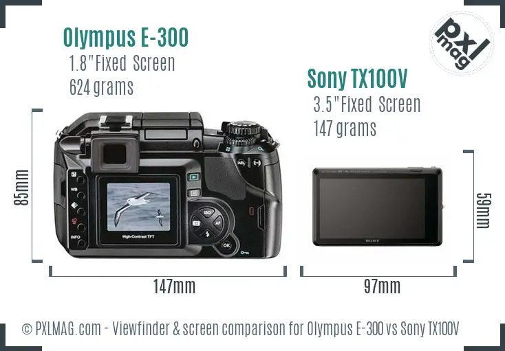 Olympus E-300 vs Sony TX100V Screen and Viewfinder comparison