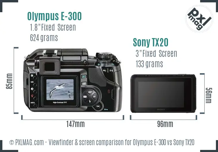 Olympus E-300 vs Sony TX20 Screen and Viewfinder comparison Olympus E-300 vs Sony TX20 Screen and Viewfinder comparison