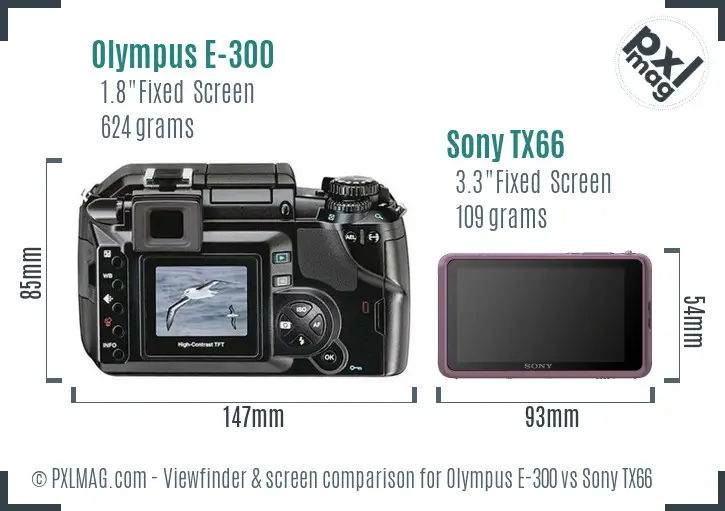 Olympus E-300 vs Sony TX66 Screen and Viewfinder comparison