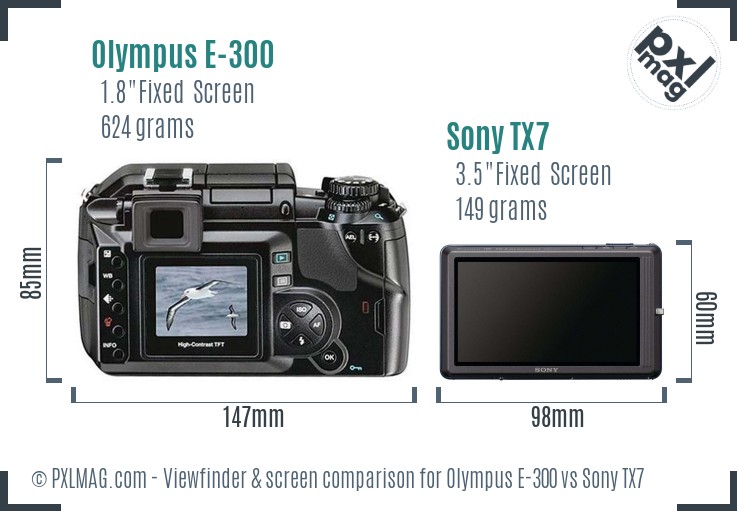 Olympus E-300 vs Sony TX7 Screen and Viewfinder comparison