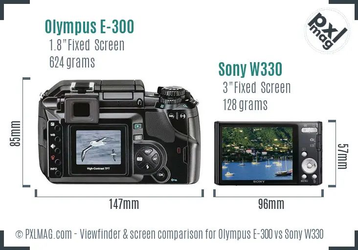 Olympus E-300 vs Sony W330 Screen and Viewfinder comparison
