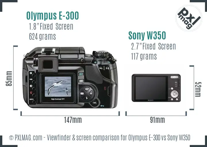 Olympus E-300 vs Sony W350 Screen and Viewfinder comparison