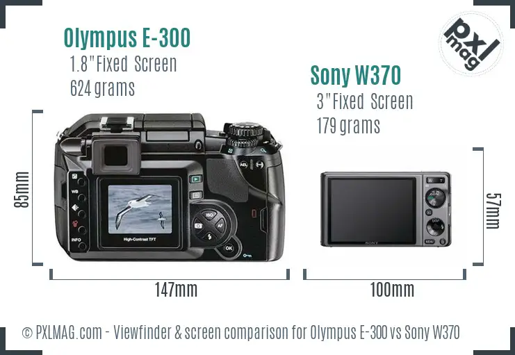 Olympus E-300 vs Sony W370 Screen and Viewfinder comparison