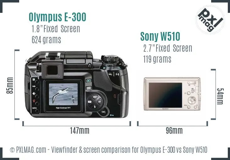 Olympus E-300 vs Sony W510 Screen and Viewfinder comparison