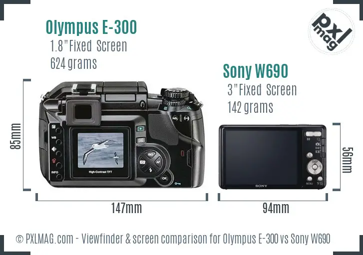 Olympus E-300 vs Sony W690 Screen and Viewfinder comparison