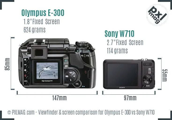 Olympus E-300 vs Sony W710 Screen and Viewfinder comparison