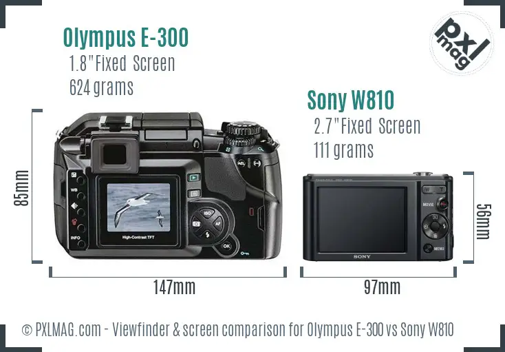 Olympus E-300 vs Sony W810 Screen and Viewfinder comparison