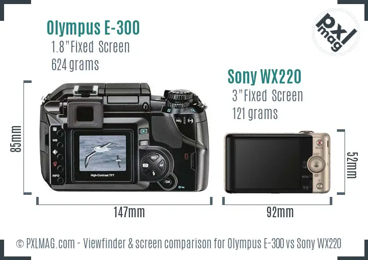 Olympus E-300 vs Sony WX220 Screen and Viewfinder comparison