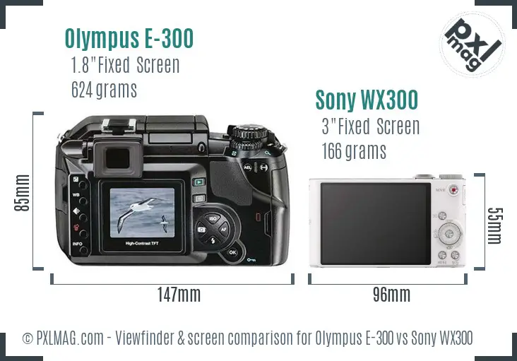Olympus E-300 vs Sony WX300 Screen and Viewfinder comparison